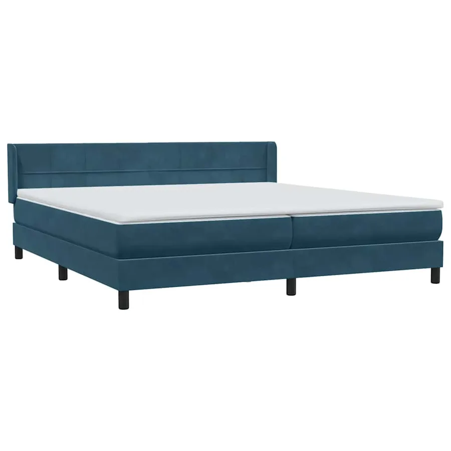 Sommier à lattes de lit et matelas bleu foncé 180x220cm velours - 4