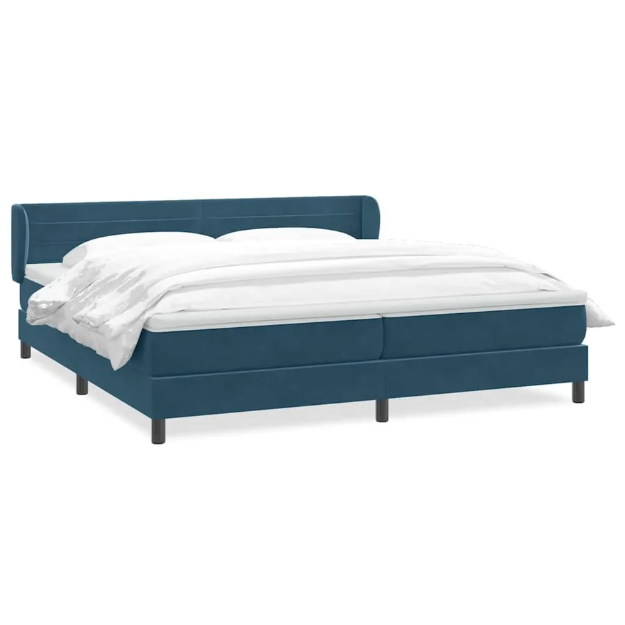 Sommier à lattes de lit et matelas bleu foncé 180x220cm velours - 2