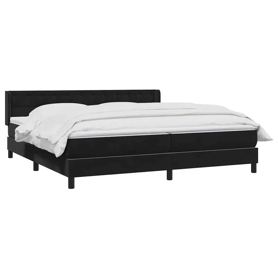 Sommier à lattes de lit avec matelas noir 180x220 cm velours - 3