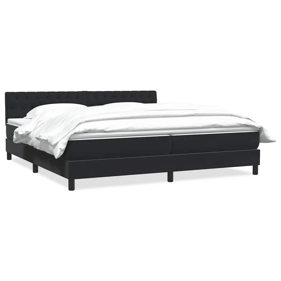 Sommier à lattes de lit avec matelas noir 180x220 cm velours - 2