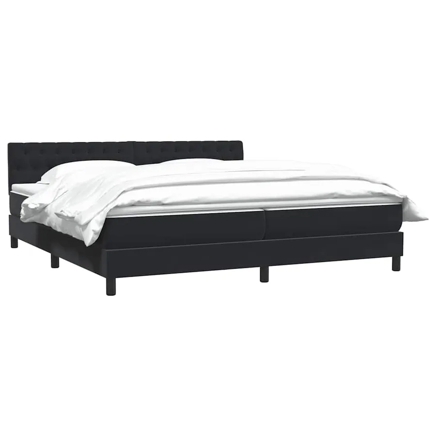 Sommier à lattes de lit avec matelas noir 180x220 cm velours - 3