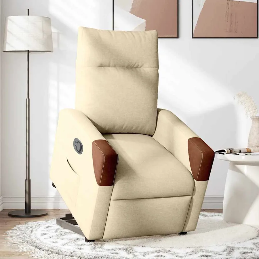 Fauteuil inclinable Crème Tissu - 2