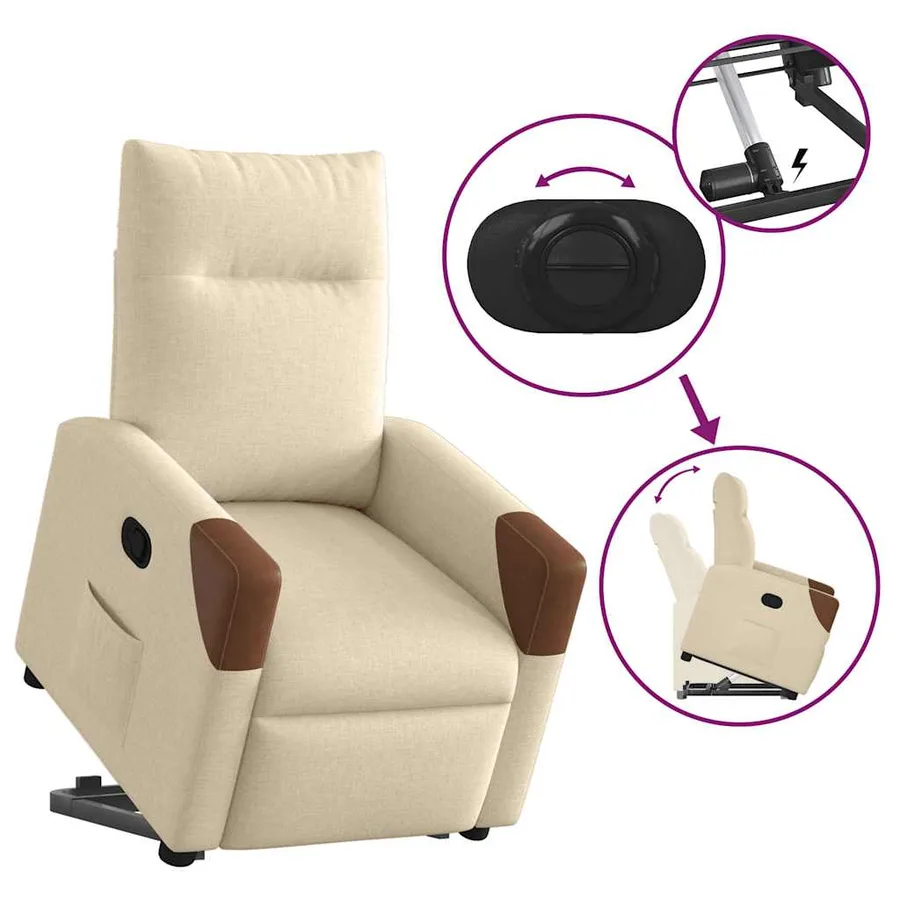Fauteuil inclinable Crème Tissu - 9