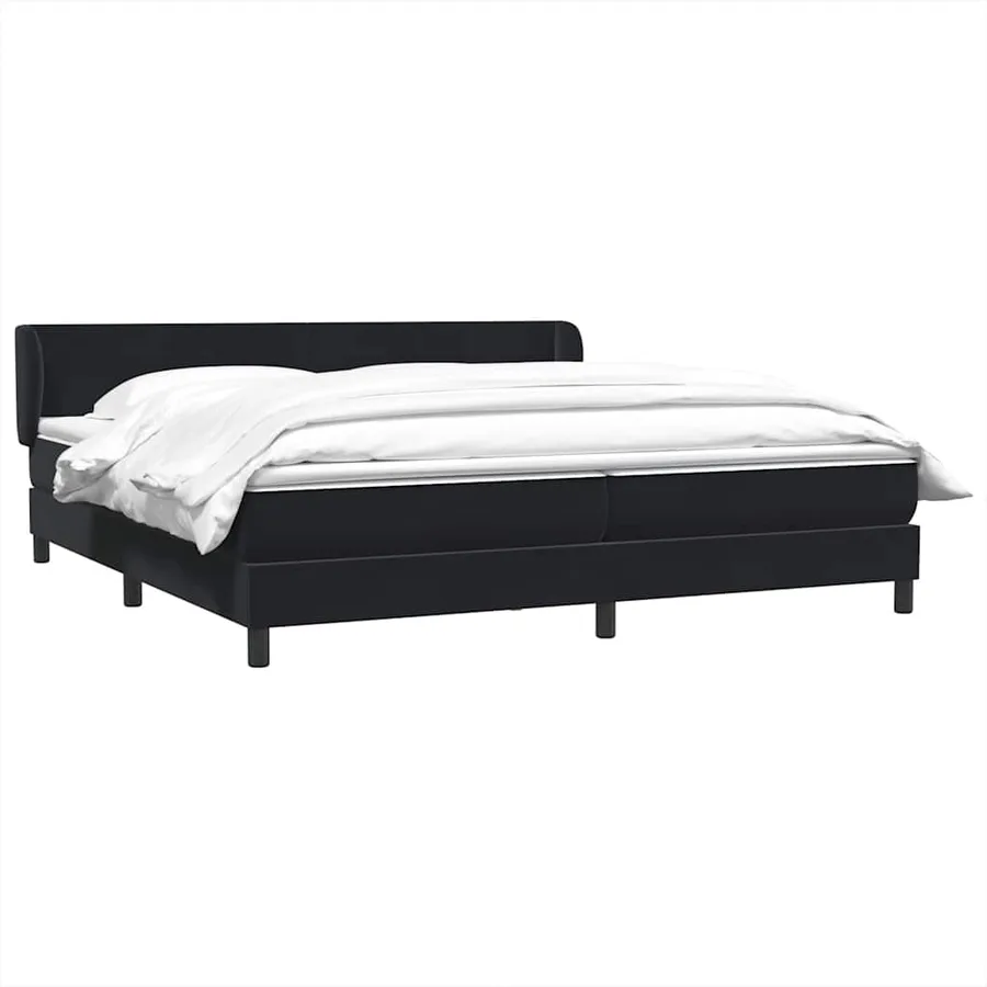 Sommier à lattes de lit avec matelas noir 180x220 cm velours - 4