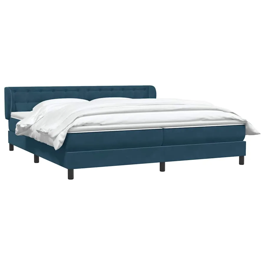 Sommier à lattes de lit et matelas bleu foncé 200x220cm velours - 3