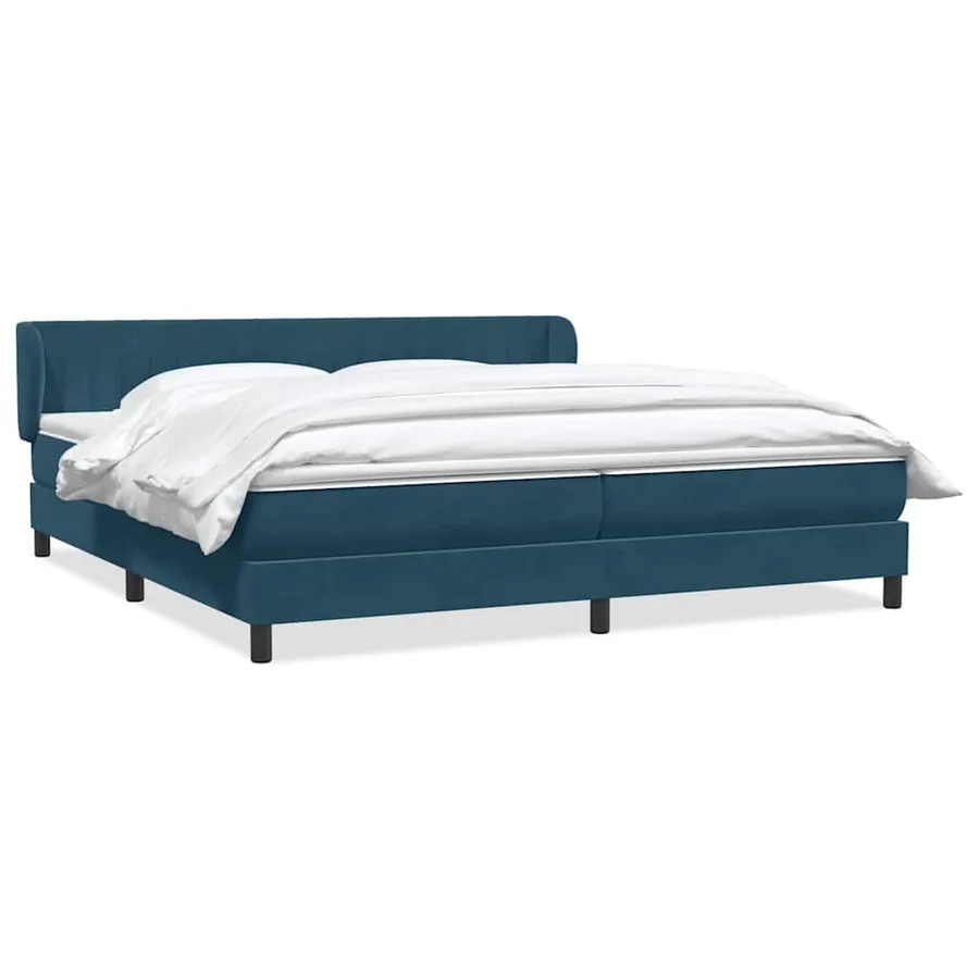 Sommier à lattes de lit et matelas bleu foncé 200x220cm velours - 2