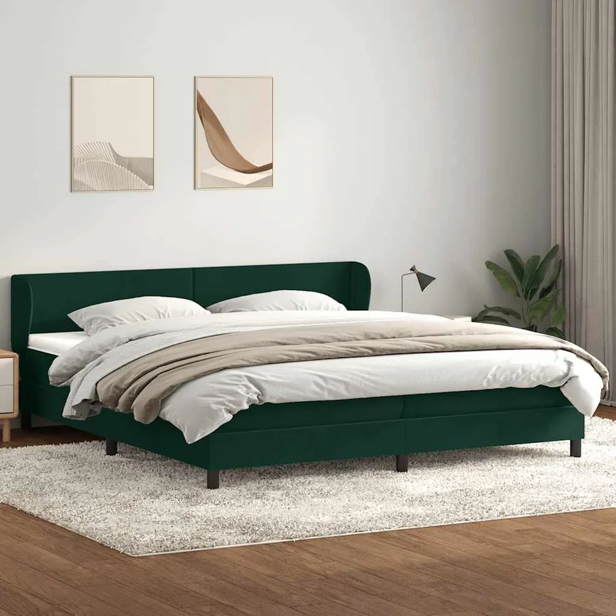 Sommier à lattes de lit et matelas vert foncé 200x220cm velours - 3