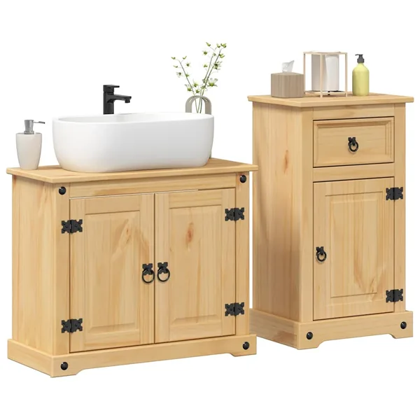 Ensemble de meubles salle de bain 2 pcs Corona bois pin massif