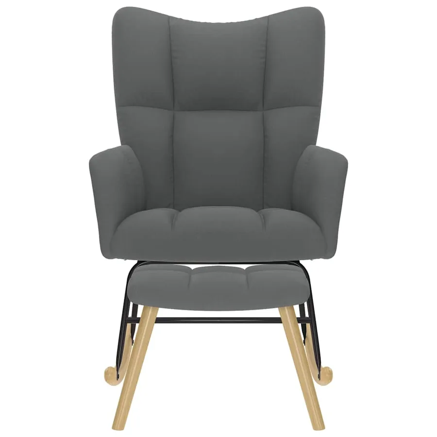 Chaise à bascule avec repose-pied Gris foncé Tissu - 3