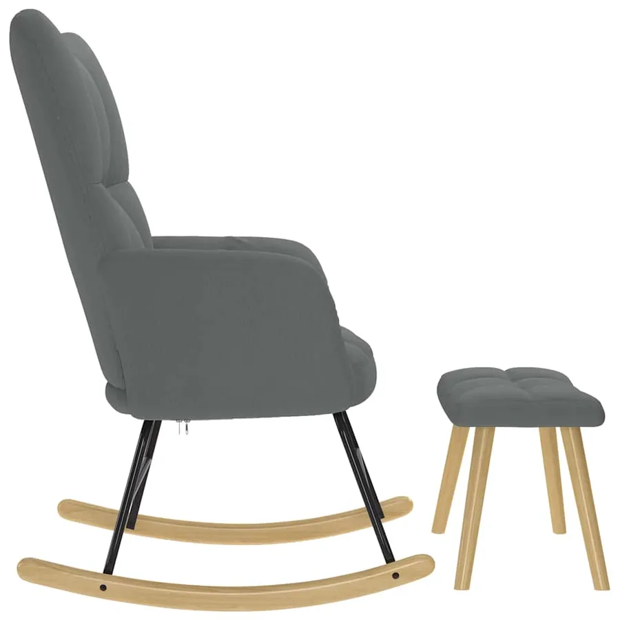 Chaise à bascule avec repose-pied Gris foncé Tissu - 6