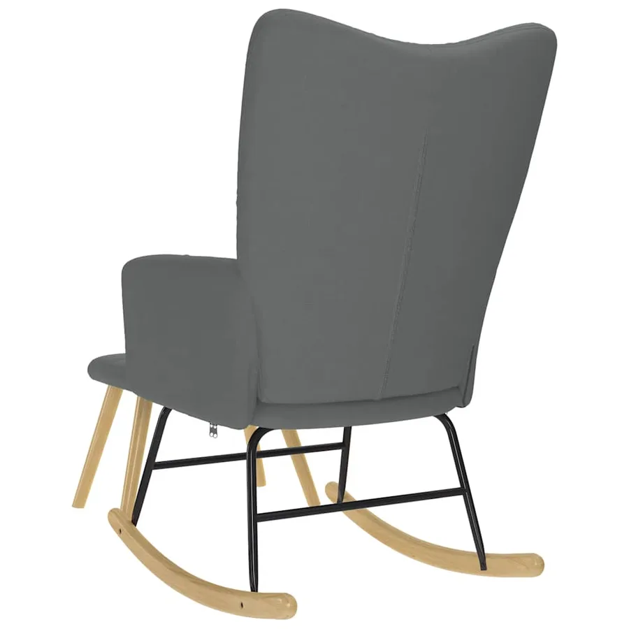 Chaise à bascule avec repose-pied Gris foncé Tissu - 7