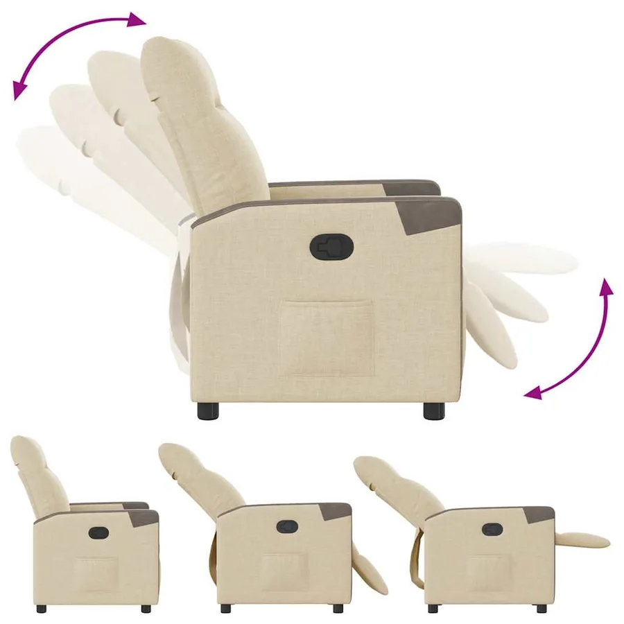 Fauteuil inclinable Crème Tissu - 6