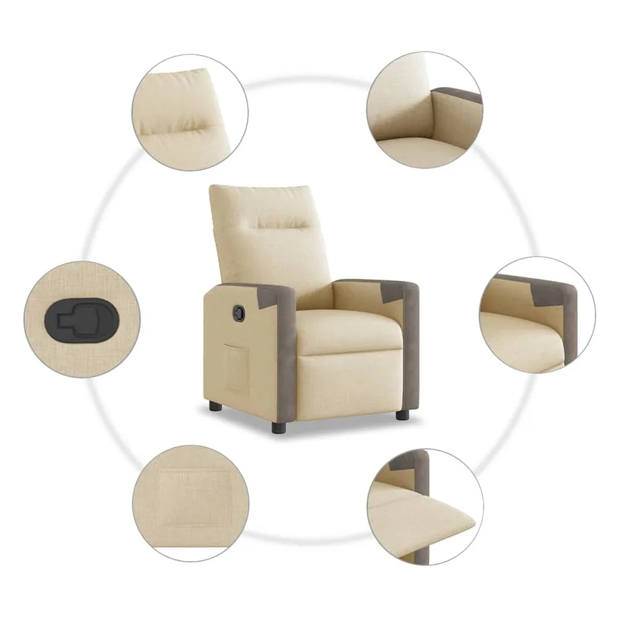 Fauteuil inclinable Crème Tissu - 7