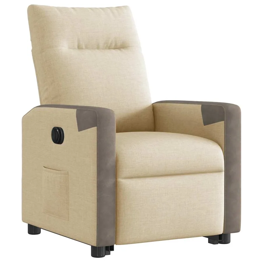 Fauteuil inclinable électrique crème tissu - 4