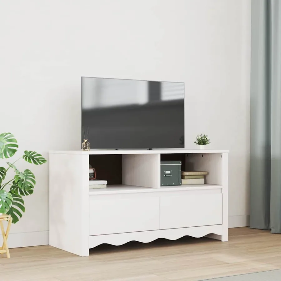 Meuble TV Drammen Blanc 99 x 43 x 55 cm Bois de pin massif