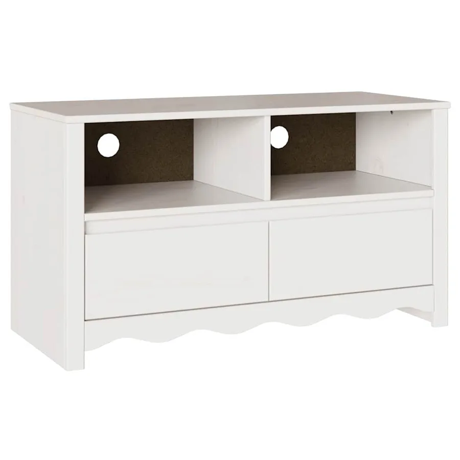 Meuble TV Drammen Blanc 99 x 43 x 55 cm Bois de pin massif - 2