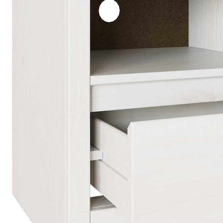 Meuble TV Drammen Blanc 99 x 43 x 55 cm Bois de pin massif - 9