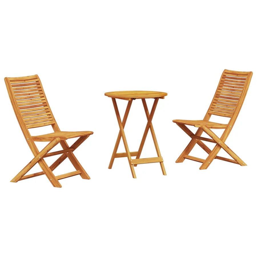 Ensemble bistro pliant 3 pcs Marron Bois d'Acacia Massif