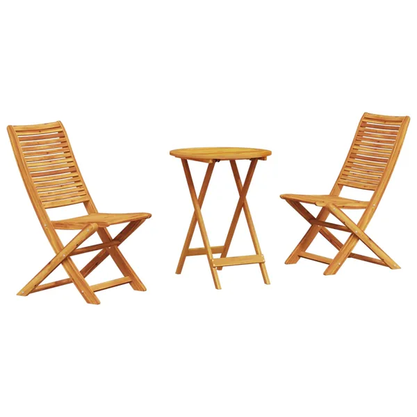 Ensemble bistro pliant 3 pcs Marron Bois d'Acacia Massif