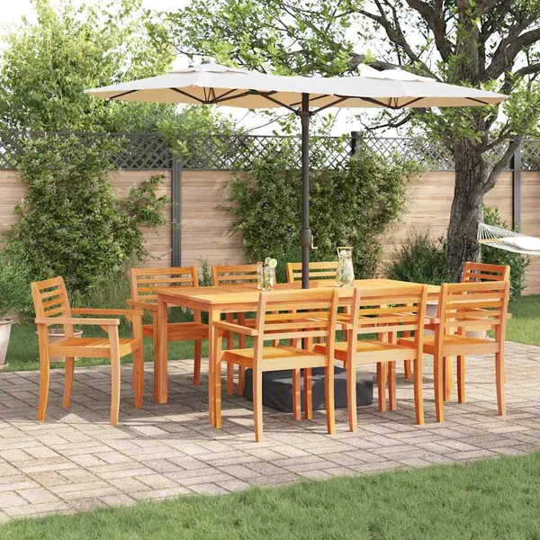 Ensemble de salle à manger pour jardin 9 pcs Marron