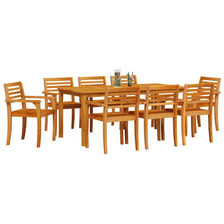 Ensemble de salle à manger pour jardin 9 pcs Marron - 3