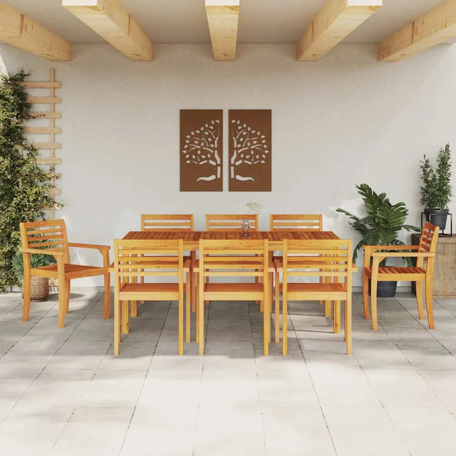 Ensemble de salle à manger pour jardin 9 pcs Marron - 4