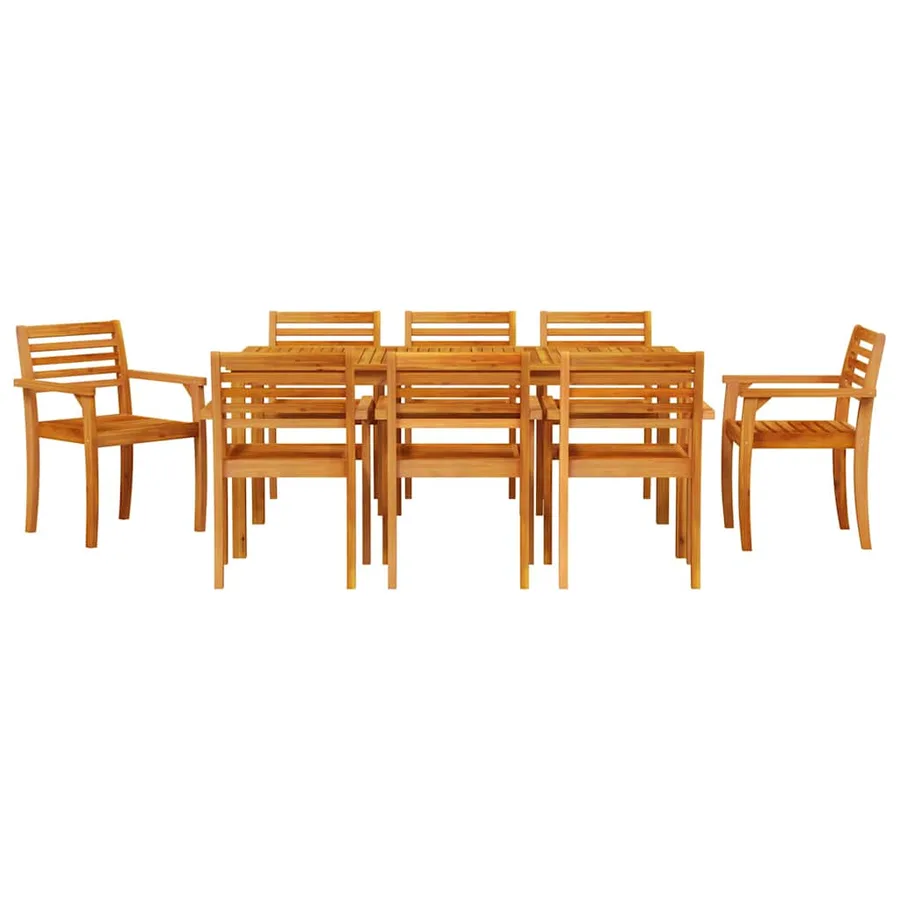Ensemble de salle à manger pour jardin 9 pcs Marron - 7