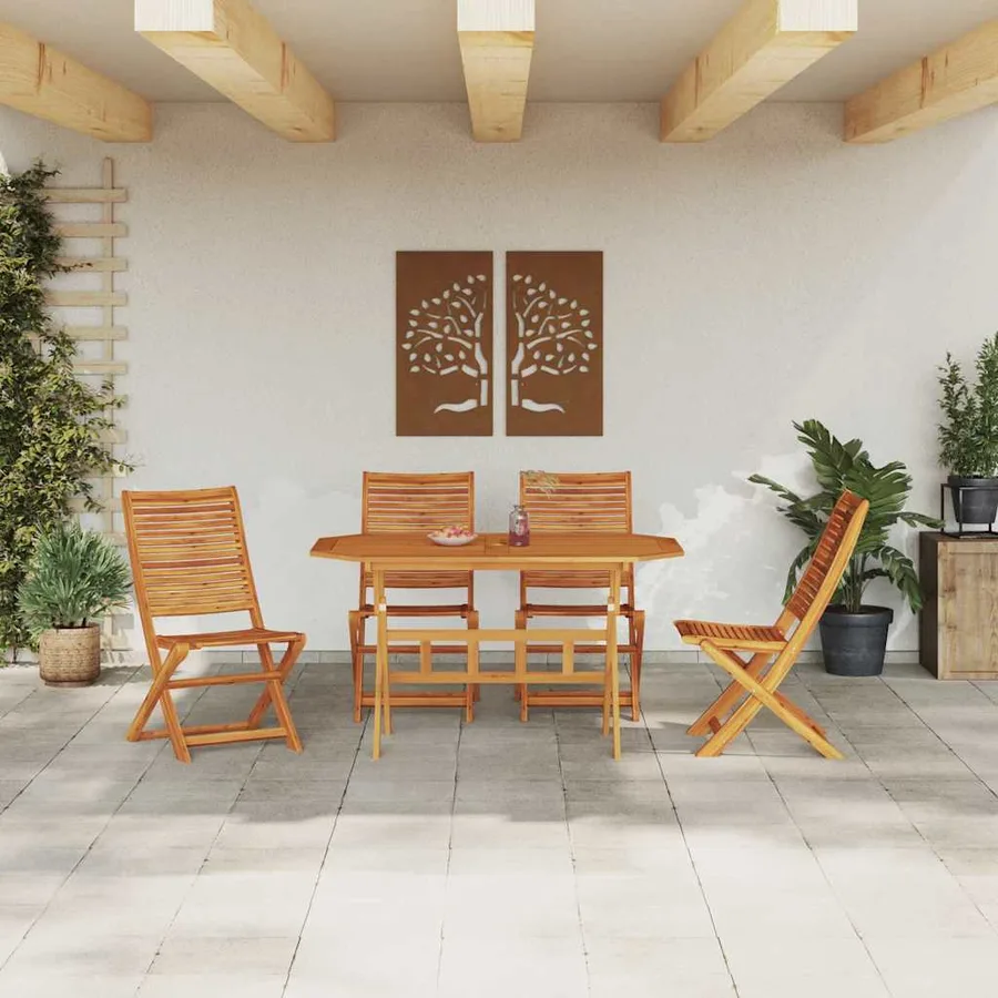 Ensemble de salle à manger pour jardin 5 pcs Marron - 4