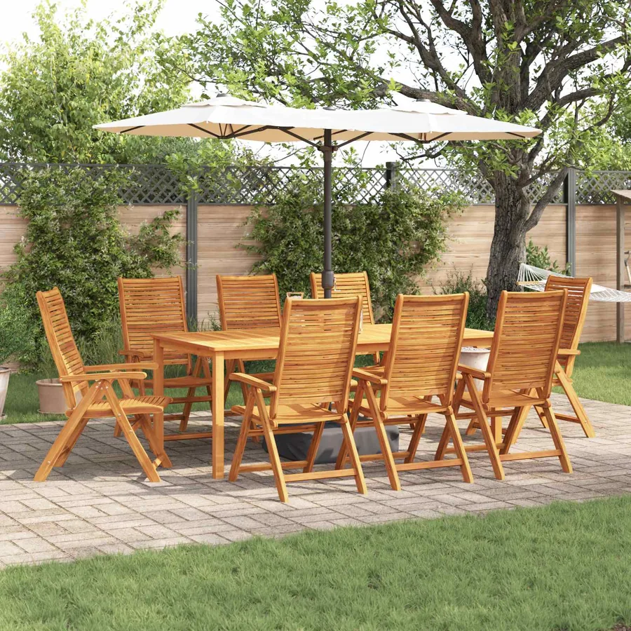 Ensemble de salle à manger pour jardin 9 pcs Marron