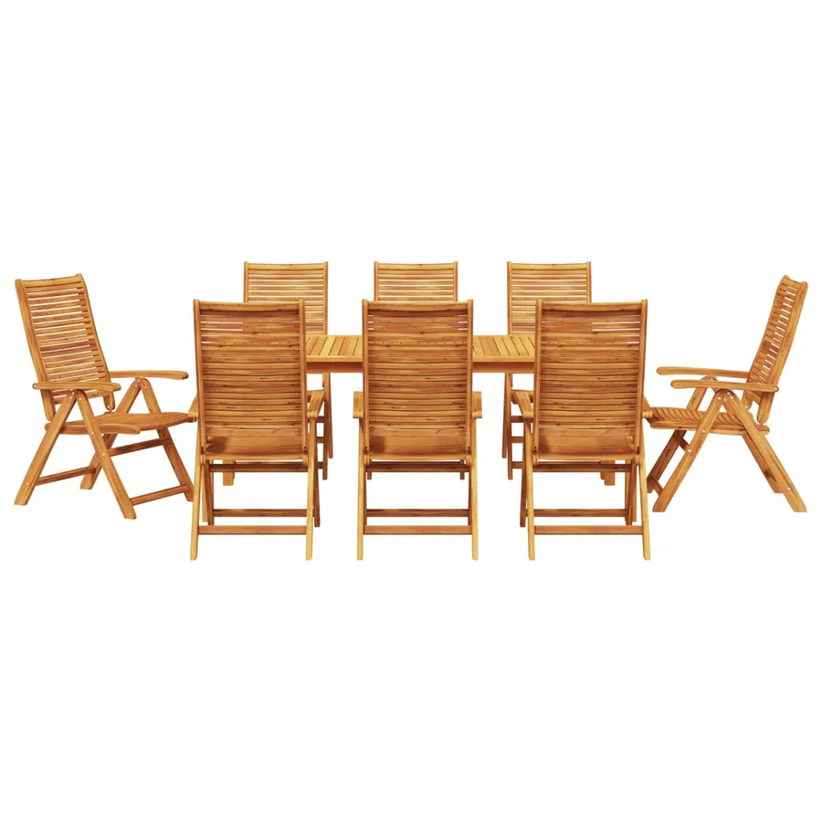 Ensemble de salle à manger pour jardin 9 pcs Marron - 7