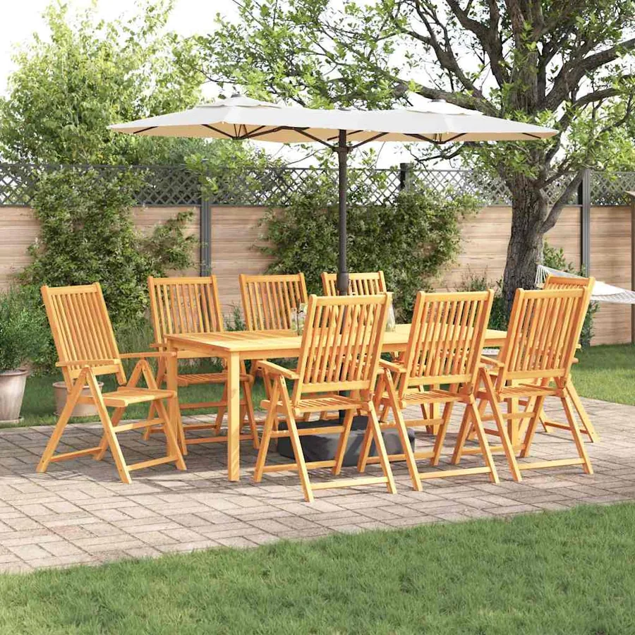 Ensemble de salle à manger pour jardin Pliable 9 pcs Marron