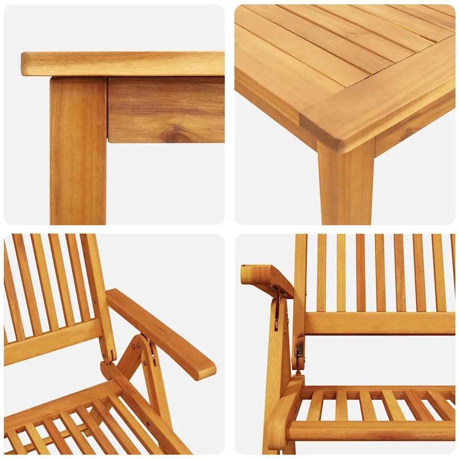 Ensemble de salle à manger pour jardin Pliable 9 pcs Marron - 11