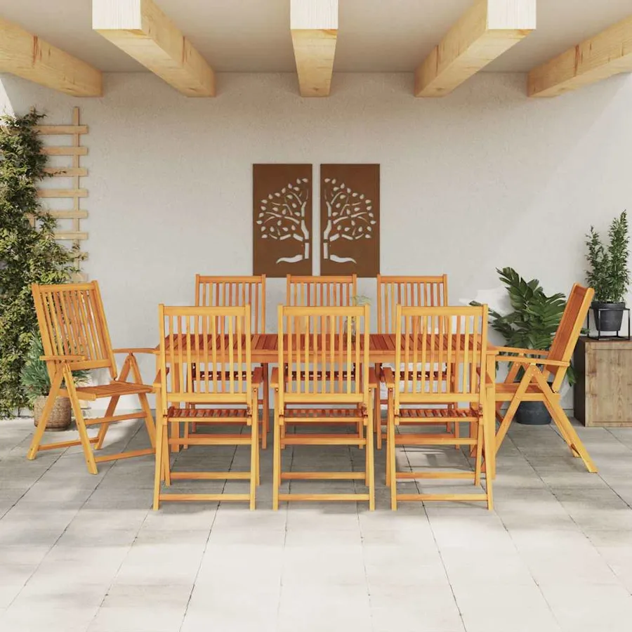 Ensemble de salle à manger pour jardin Pliable 9 pcs Marron - 4