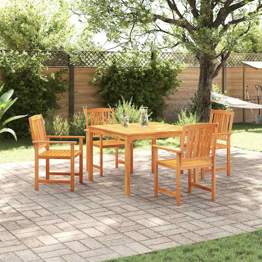 Ensemble de salle à manger pour jardin 5 pcs Marron