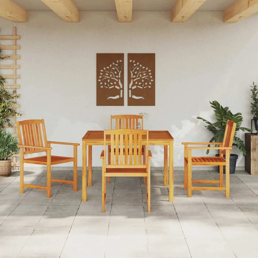 Ensemble de salle à manger pour jardin 5 pcs Marron - 4