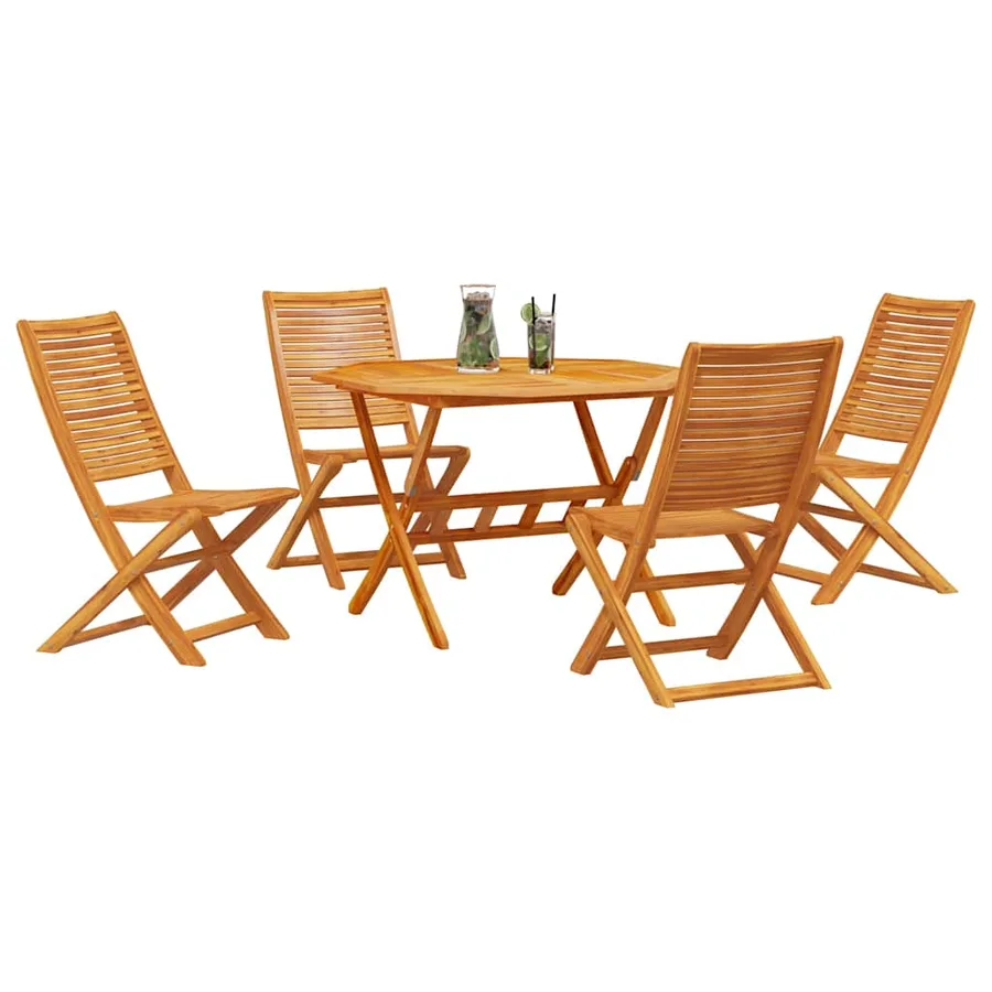 Ensemble de salle à manger pour jardin 5 pcs Marron - 3