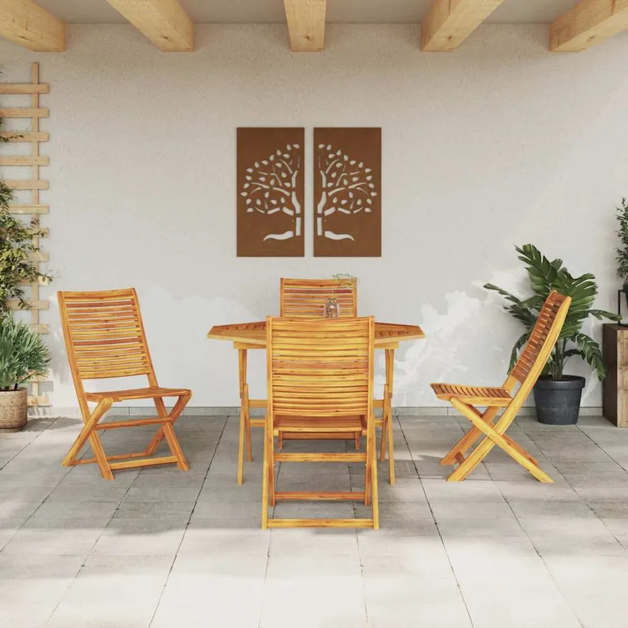 Ensemble de salle à manger pour jardin 5 pcs Marron - 4