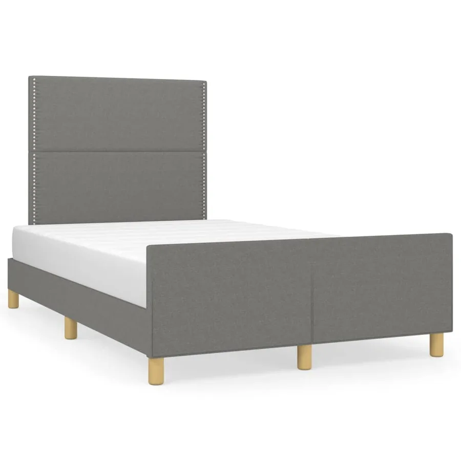 Cadre de lit sans matelas gris foncé 120x200 cm tissu - 2