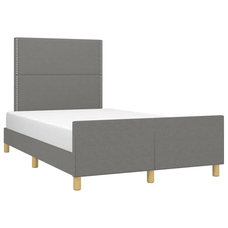 Cadre de lit sans matelas gris foncé 120x200 cm tissu - 3