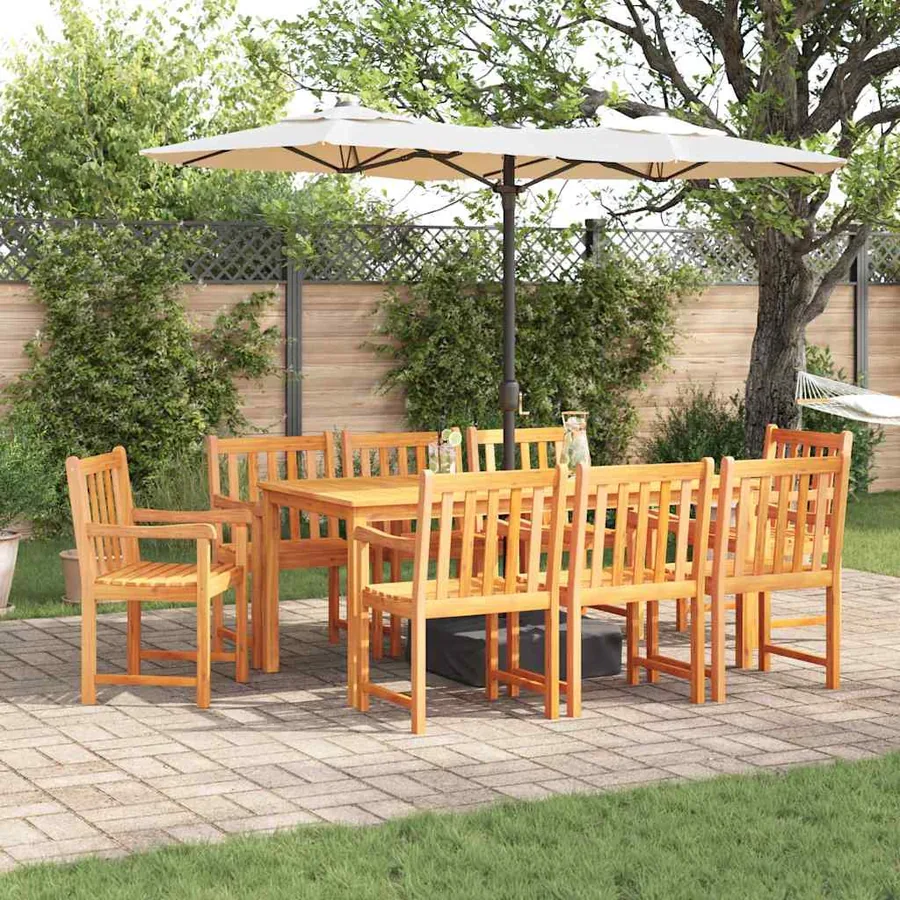 Ensemble de salle à manger pour jardin 9 pcs Marron
