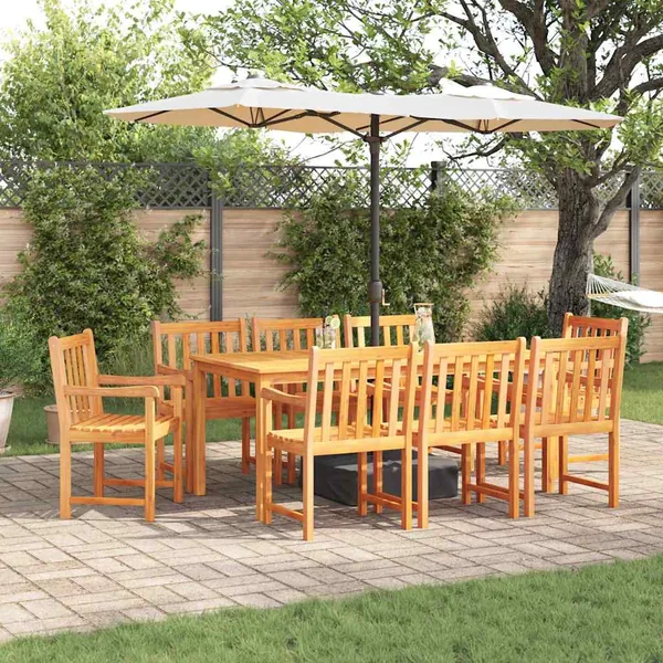 Ensemble de salle à manger pour jardin 9 pcs Marron