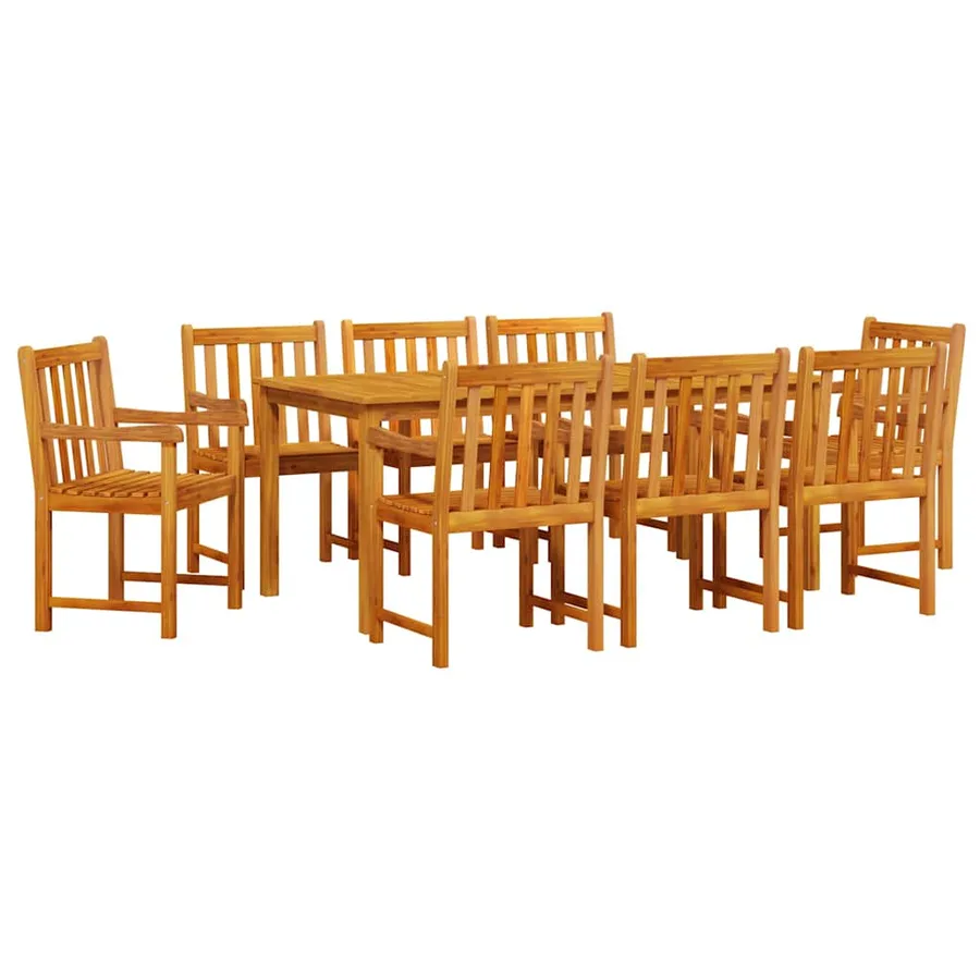 Ensemble de salle à manger pour jardin 9 pcs Marron - 2