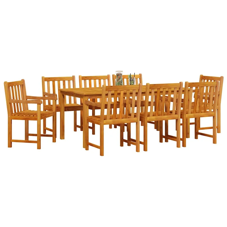 Ensemble de salle à manger pour jardin 9 pcs Marron - 3