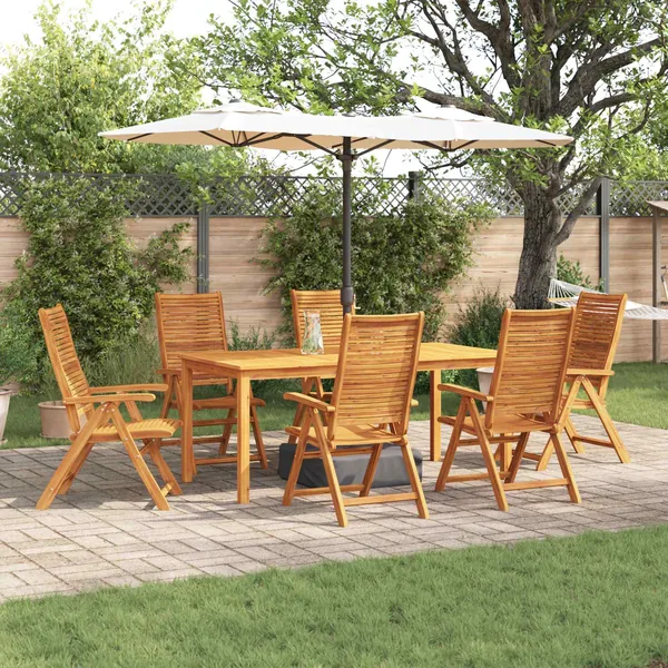 Ensemble de salle à manger pour jardin 7 pcs Marron