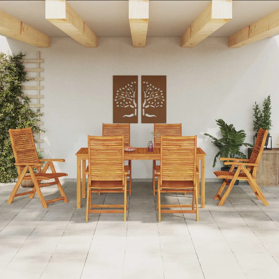 Ensemble de salle à manger pour jardin 7 pcs Marron - 4
