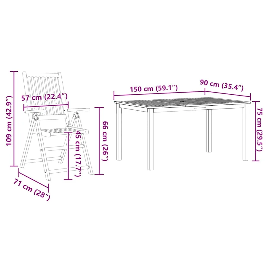 Ensemble de salle à manger pour jardin Pliable 7 pcs Marron - 13