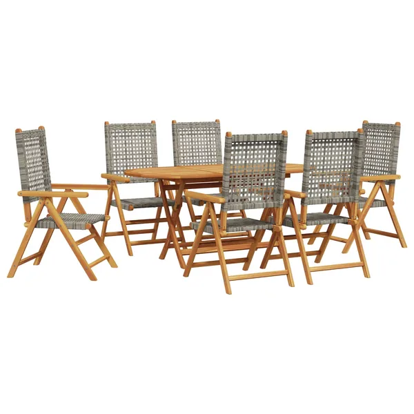 Ensemble de salle à manger pour jardin 7 pcs Gris