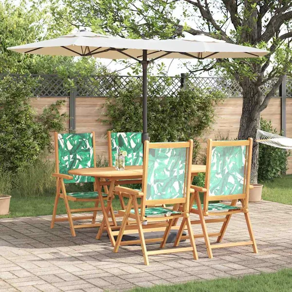 Ensemble de salle à manger pour jardin 5 pcs Motif feuille