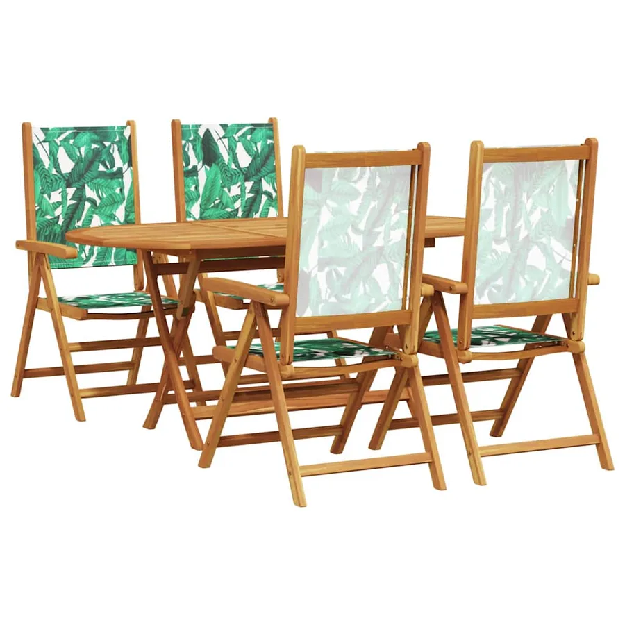 Ensemble de salle à manger pour jardin 5 pcs Motif feuille - 2