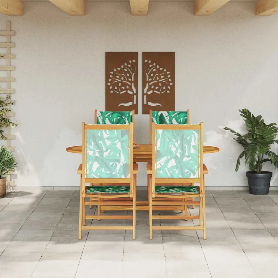 Ensemble de salle à manger pour jardin 5 pcs Motif feuille - 4